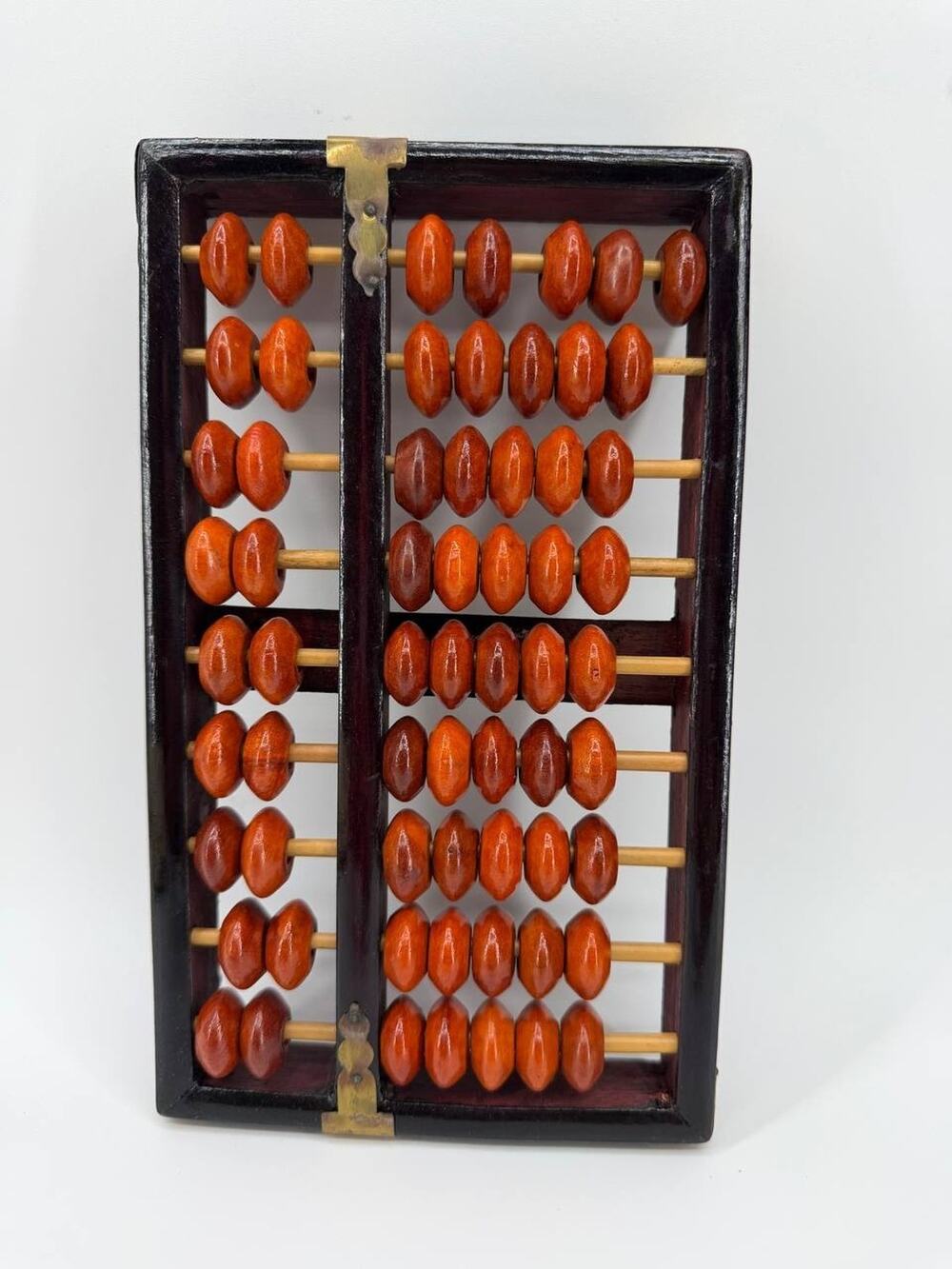Vintage Chinese Abacus Wood Lotus Flower Brand Counting Frame w Box
